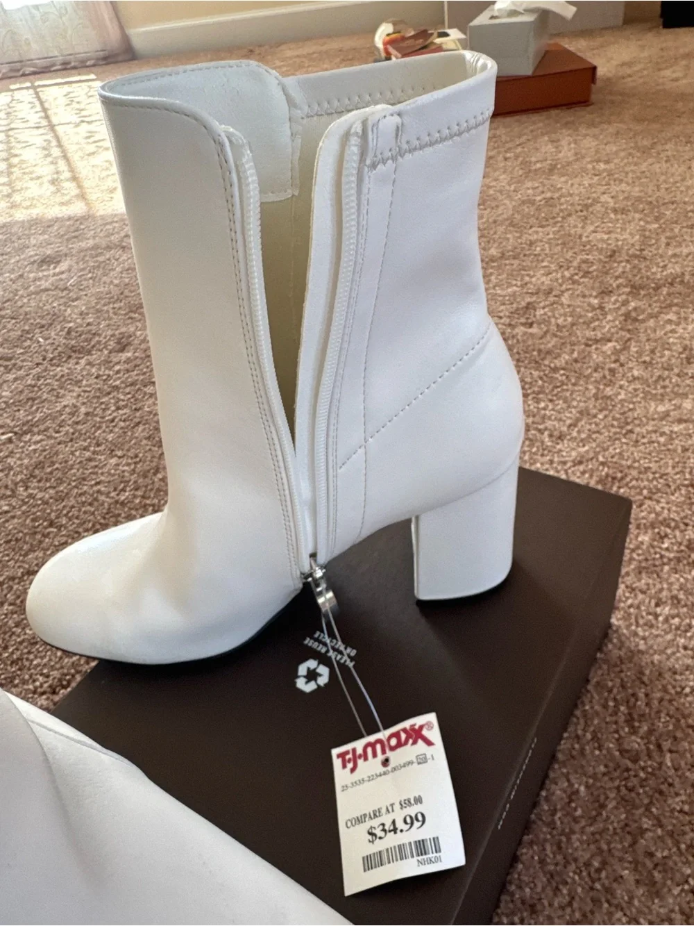 NWT - MIA brand White Block Heel Ankle Boots - Women's Fashion Boot